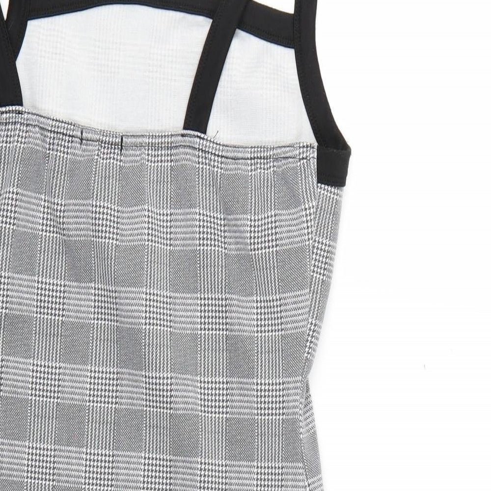 Boohoo Womens Grey Check  Bodycon  Size 12