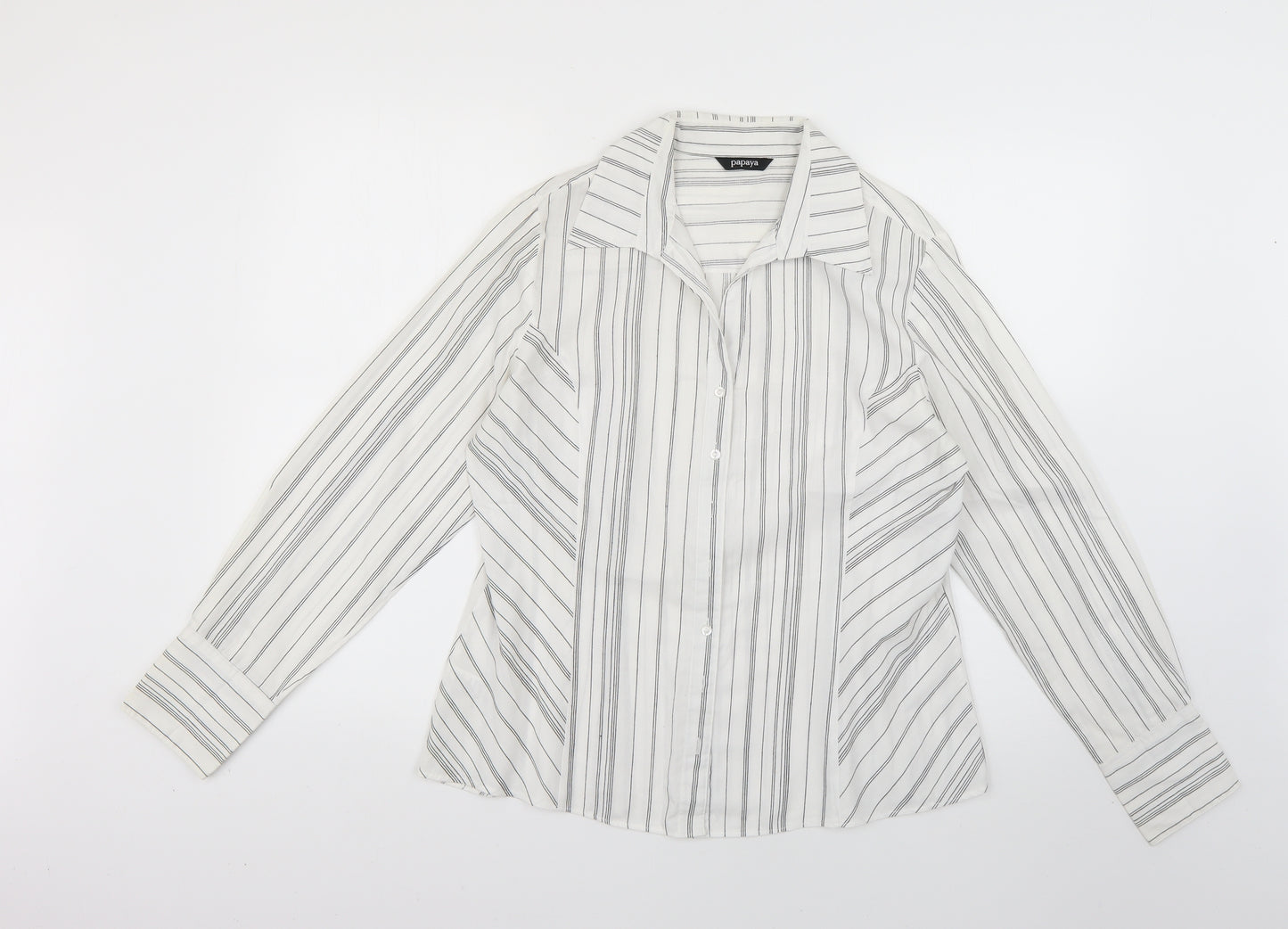 Papaya Womens White Striped  Basic Button-Up Size 16