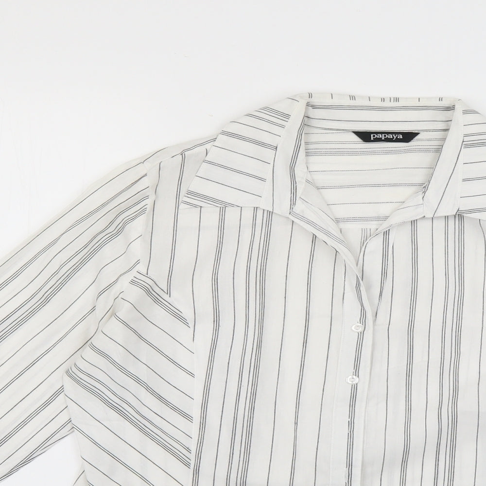 Papaya Womens White Striped  Basic Button-Up Size 16