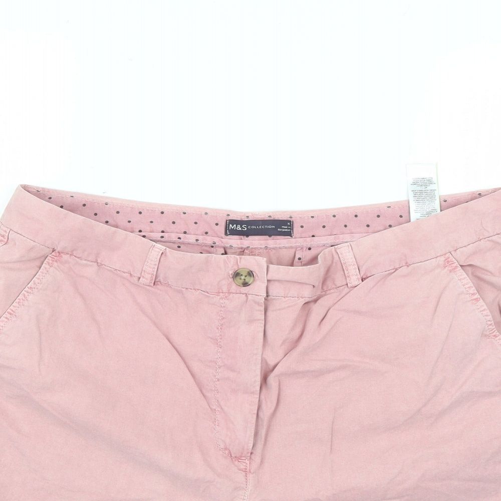 Marks and Spencer Womens Pink   Chino Shorts Size 16