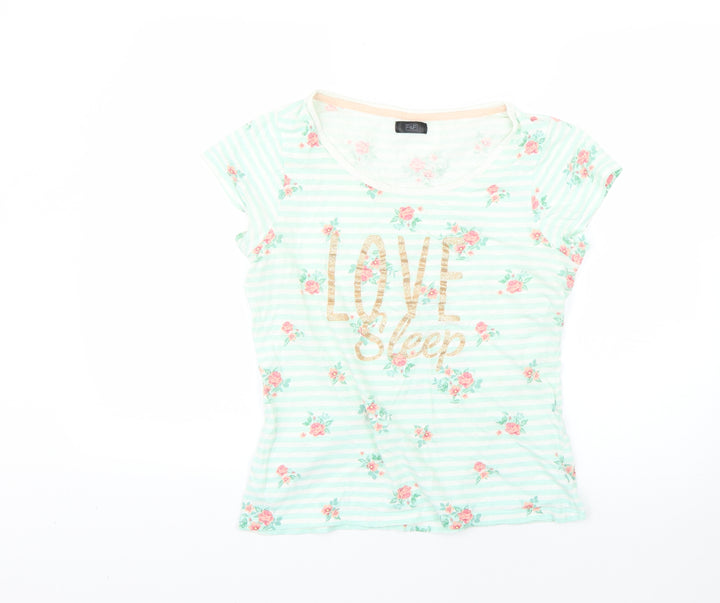 F&F Womens Green Floral Basic T-Shirt Size 8