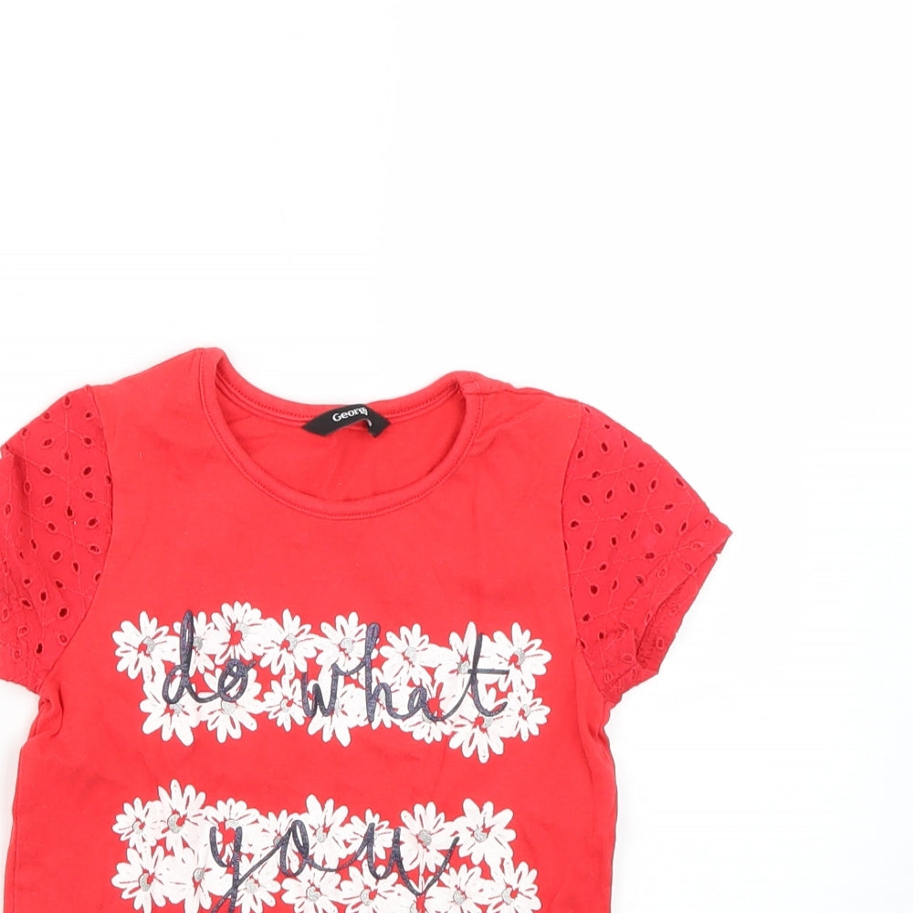 George Boys Red   Basic T-Shirt Size 4-5 Years