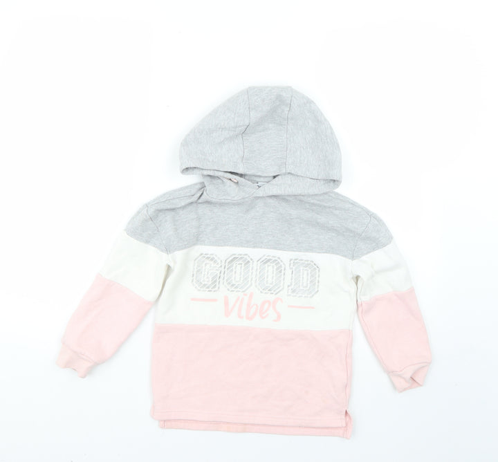 Primark Girls Multicoloured Colourblock Pullover Hoodie Size 5-6 Years