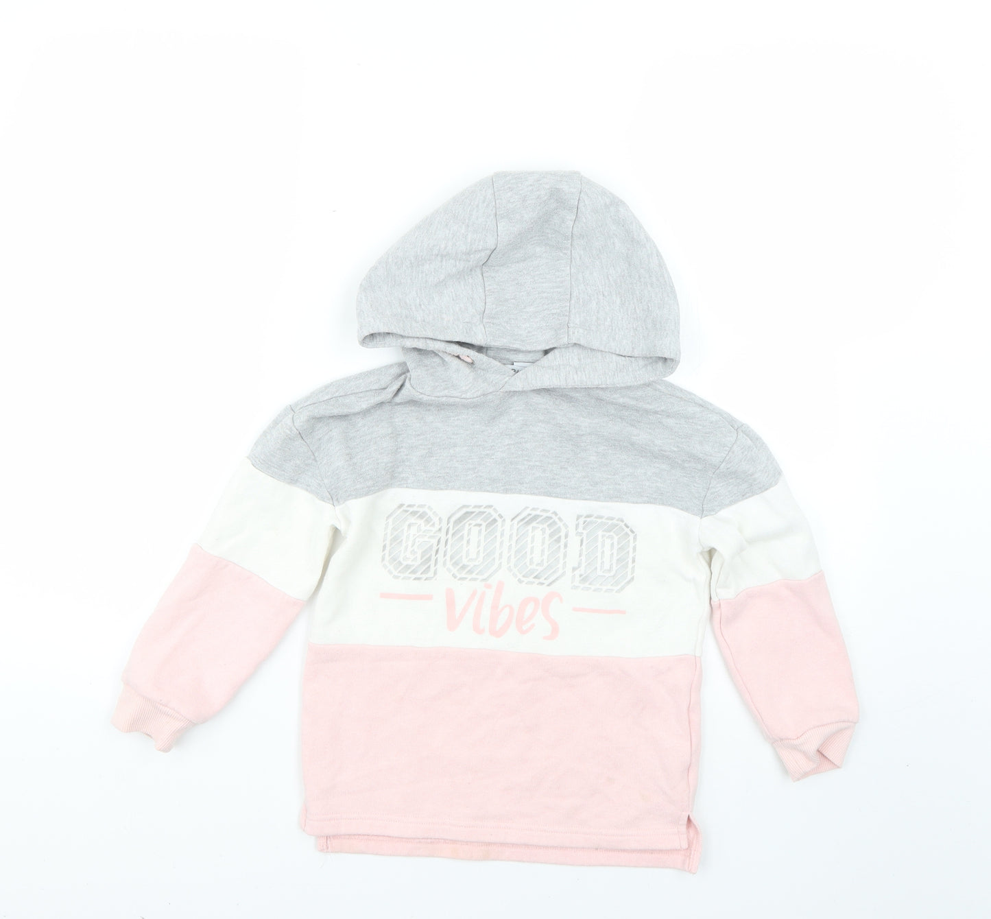 Primark Girls Multicoloured Colourblock  Pullover Hoodie Size 5-6 Years