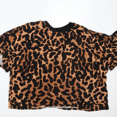 George Womens Brown Camouflage  Cropped T-Shirt Size 10