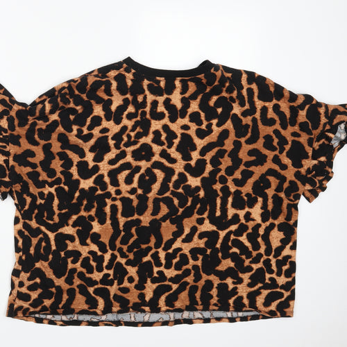 George Womens Brown Camouflage  Cropped T-Shirt Size 10
