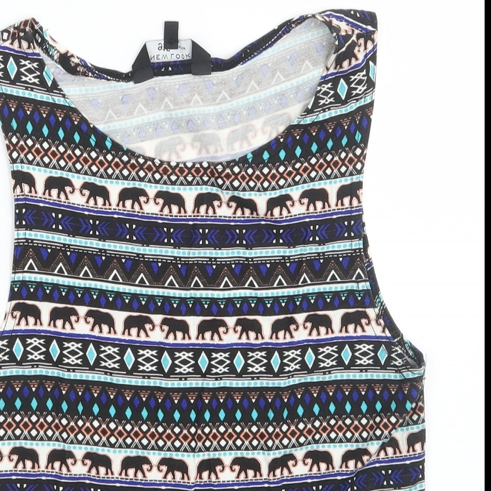 New Look Girls Multicoloured Argyle/Diamond  Cropped Tank Size 14-15 Years