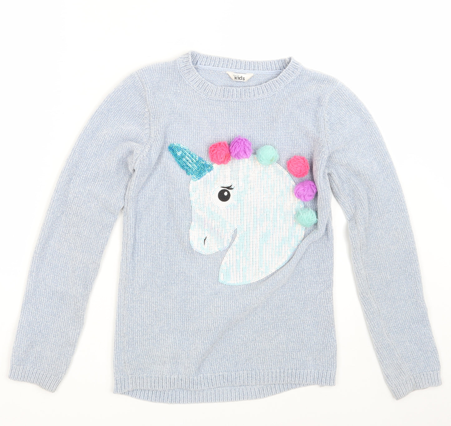 M & Co. Girls Blue   Pullover Jumper Size 11-12 Years  - Unicorn