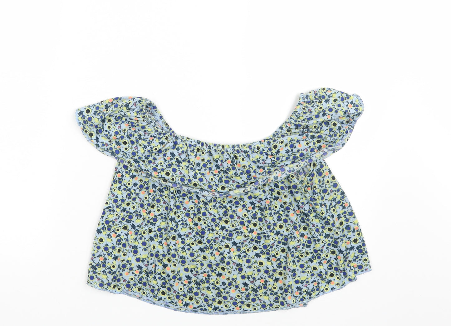 Topshop Womens Blue Floral  Basic Blouse Size 8
