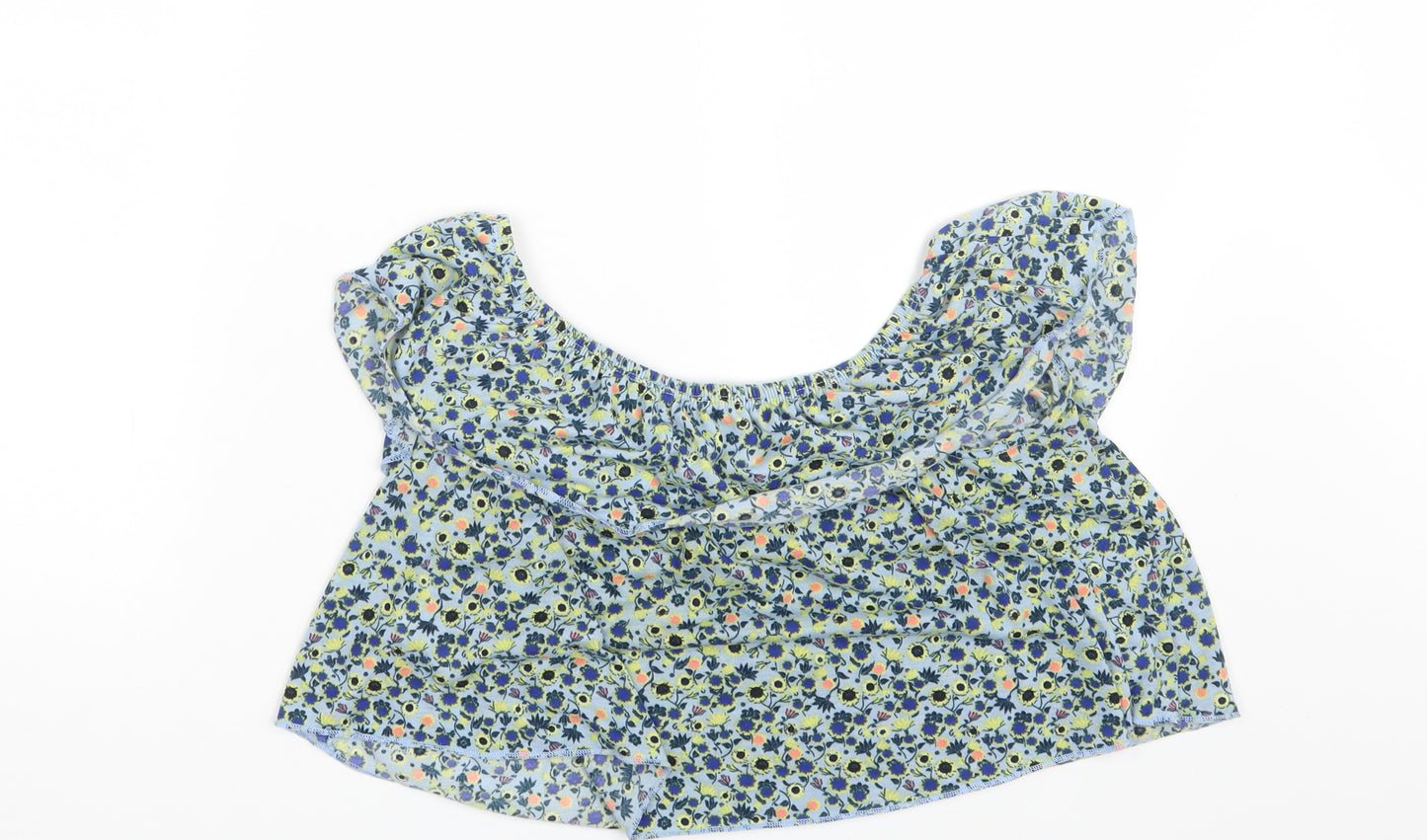 Topshop Womens Blue Floral  Basic Blouse Size 8