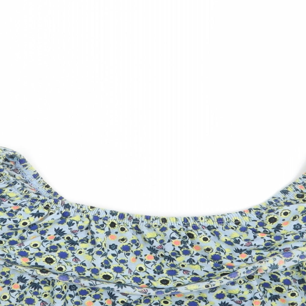 Topshop Womens Blue Floral  Basic Blouse Size 8