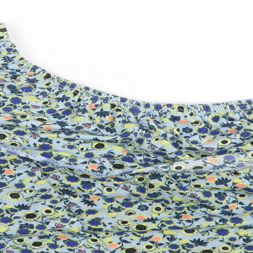 Topshop Womens Blue Floral  Basic Blouse Size 8