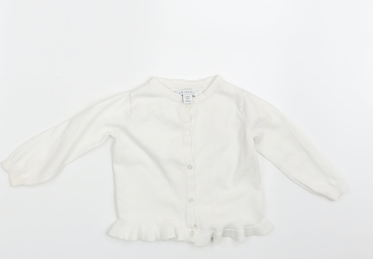 Primark Girls White  Knit Cardigan Jumper Size 2-3 Years