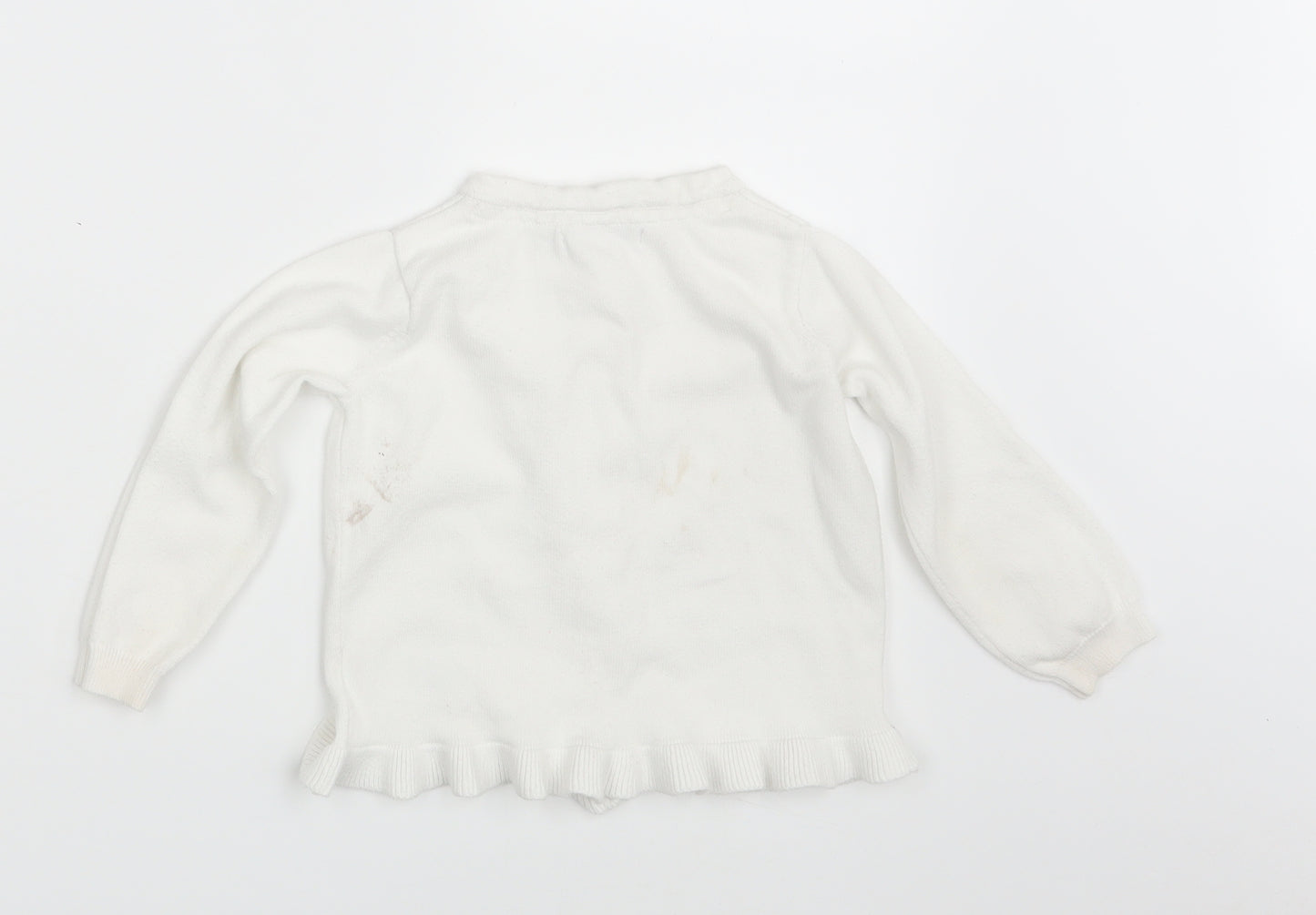 Primark Girls White  Knit Cardigan Jumper Size 2-3 Years
