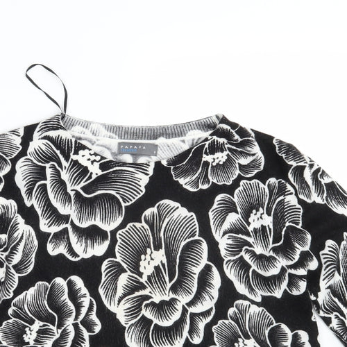 Papaya Womens Black Floral  Pullover Jumper Size 8