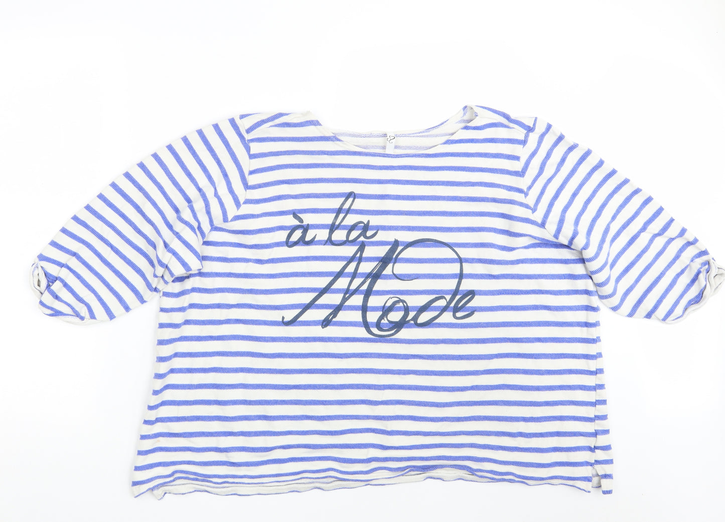 Arcadia Group Womens White Striped  Pullover Sweatshirt Size 22