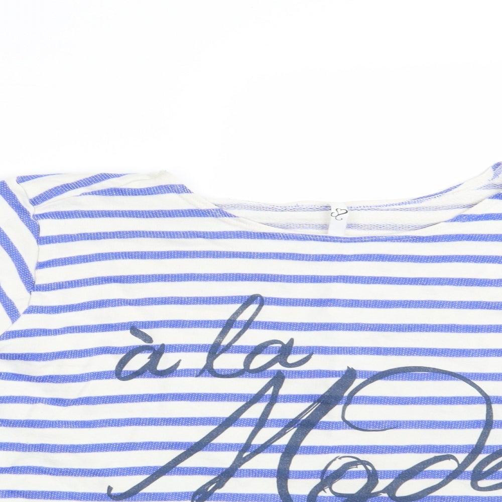 Arcadia Group Womens White Striped  Pullover Sweatshirt Size 22
