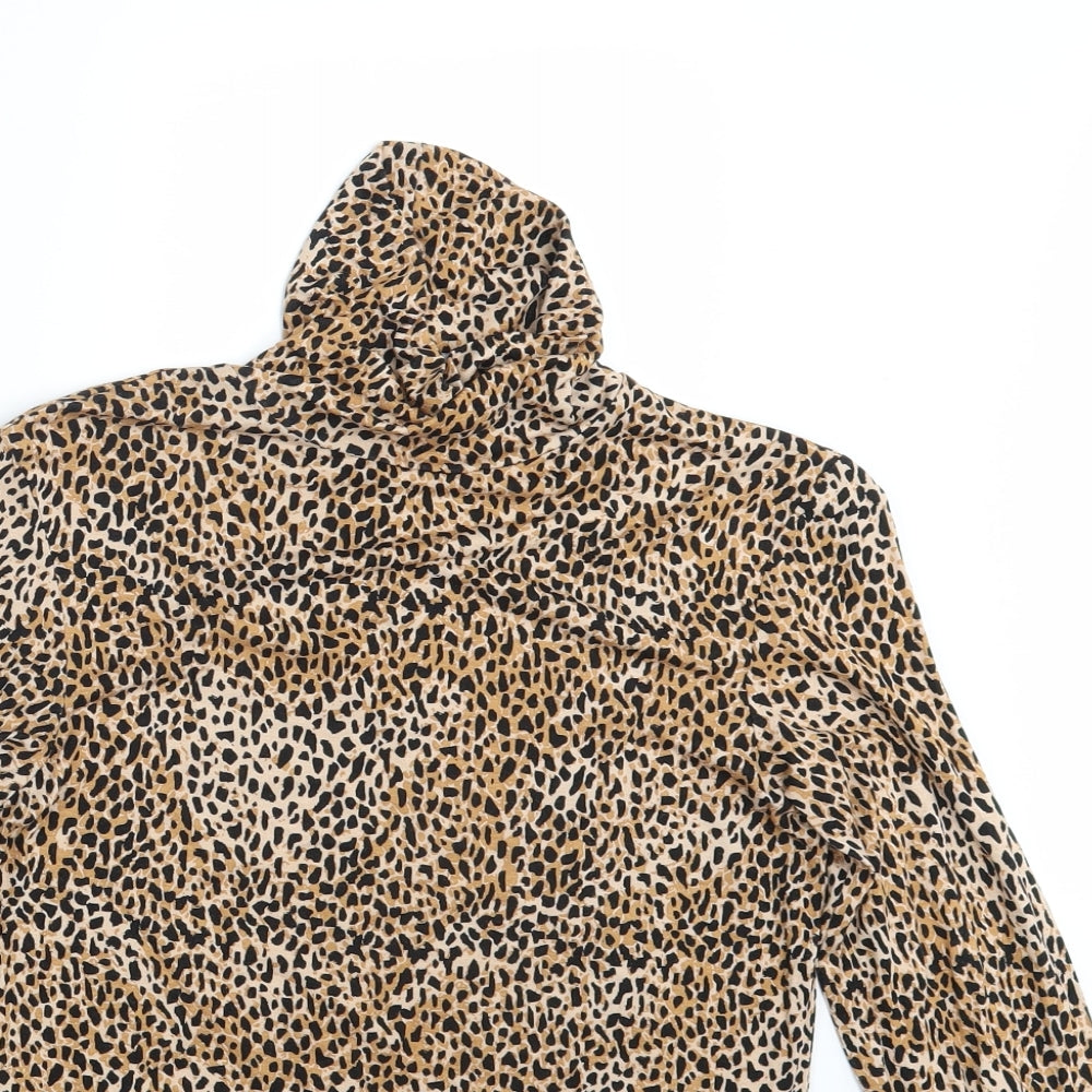 Dorothy Perkins Womens Brown Animal Print  Basic T-Shirt Size 10
