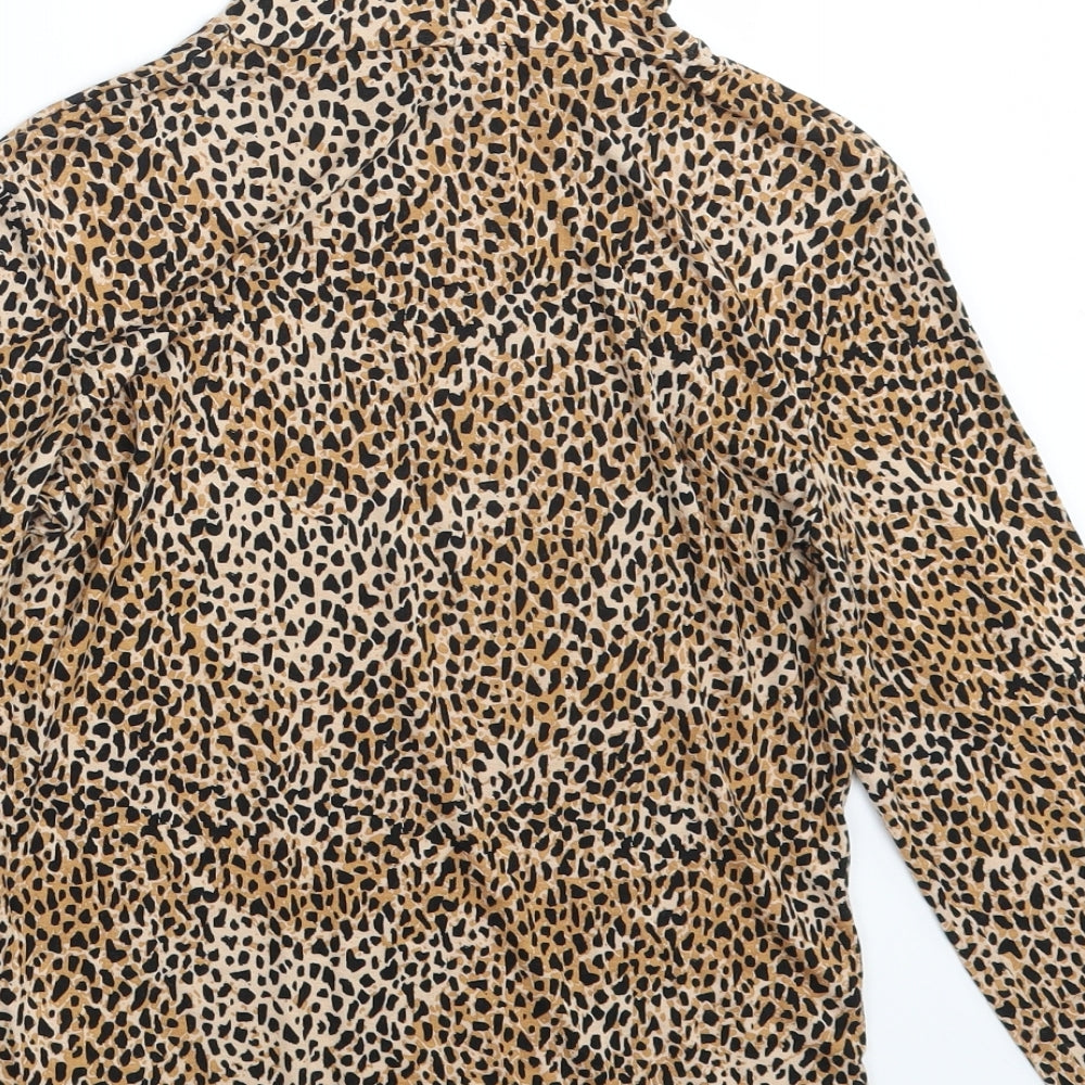 Dorothy Perkins Womens Brown Animal Print  Basic T-Shirt Size 10