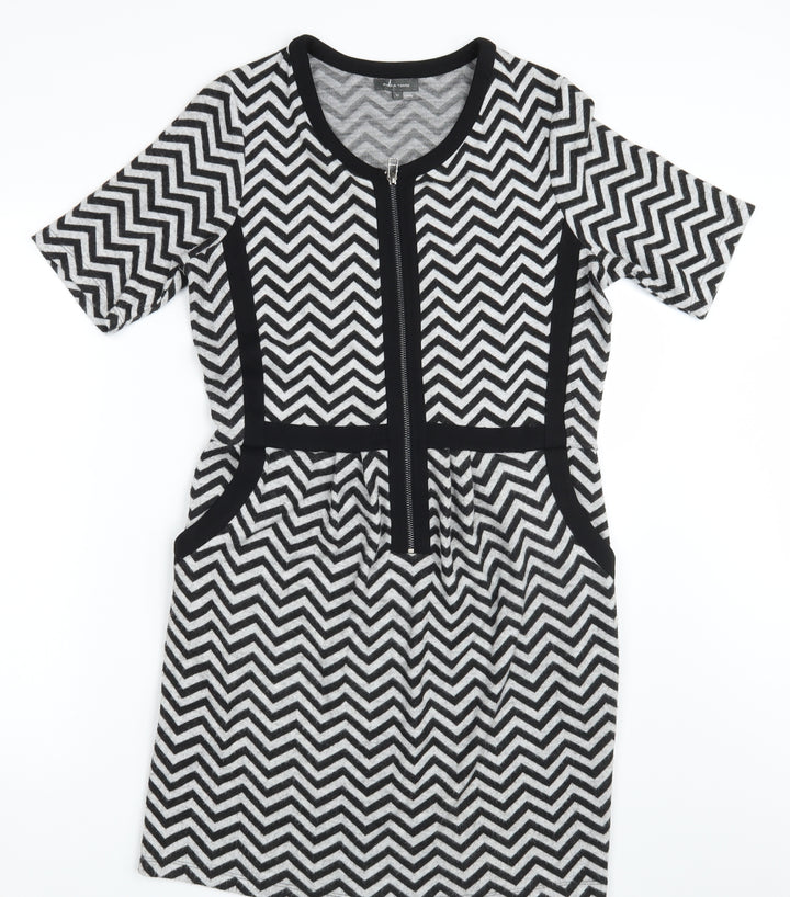 Pied A Terre Womens Black Argyle/Diamond A-Line Size 12