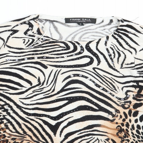Frank Saul  Womens Brown Animal Print  Pullover Jumper Size S