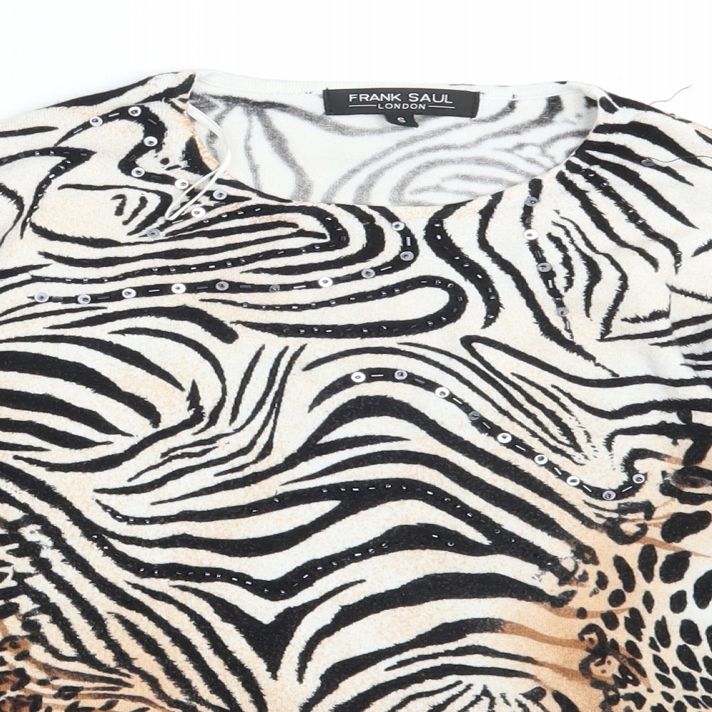Frank Saul  Womens Brown Animal Print  Pullover Jumper Size S
