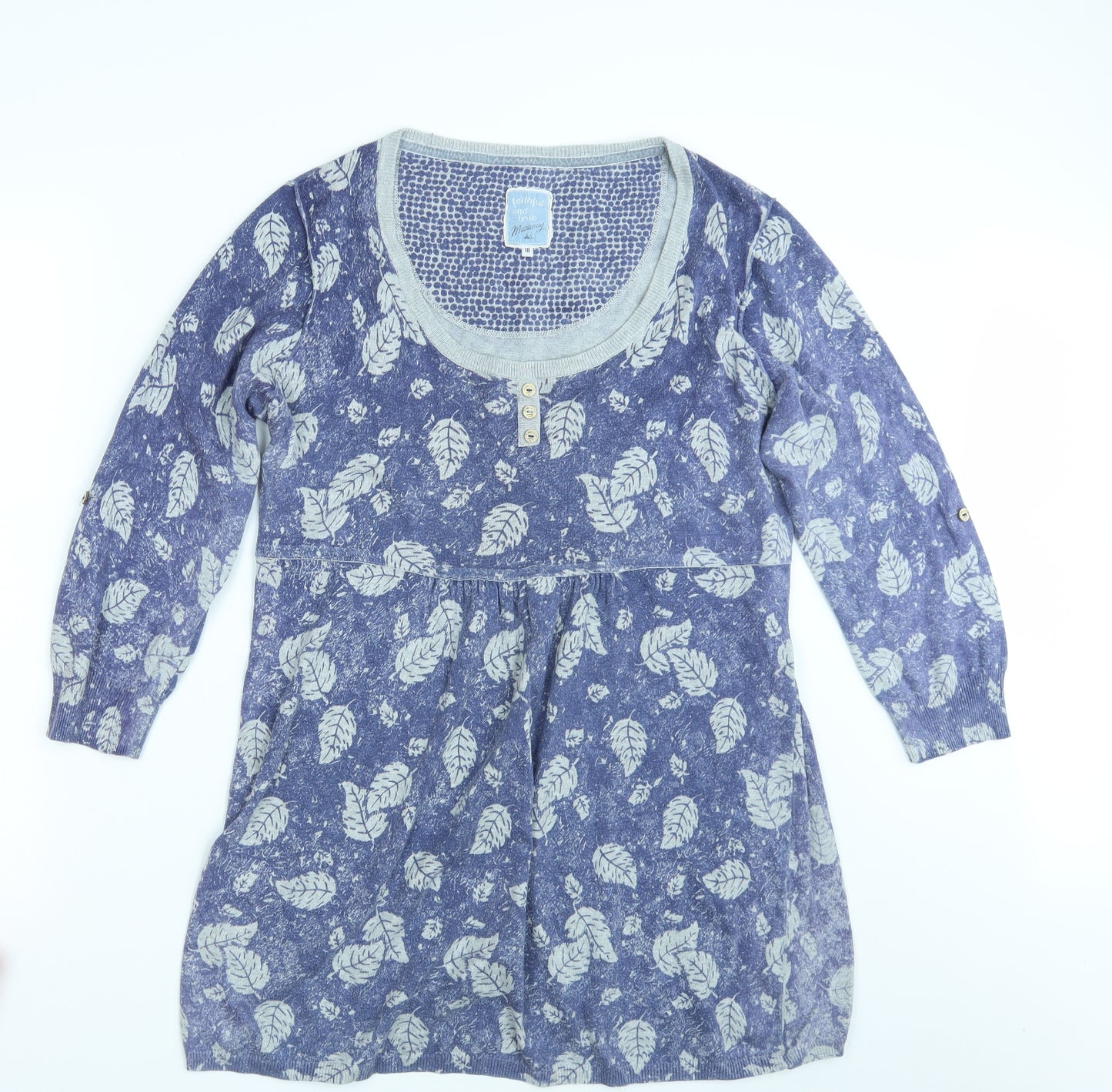 Mantaray   Womens Blue Floral  T-Shirt Dress  Size 18