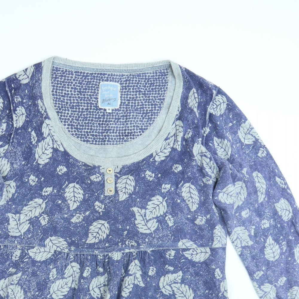 Mantaray   Womens Blue Floral  T-Shirt Dress  Size 18