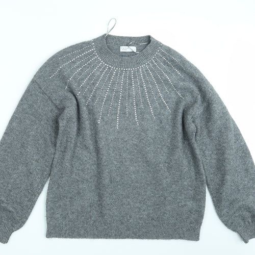 Papaya Womens Grey  Knit Pullover Jumper Size M