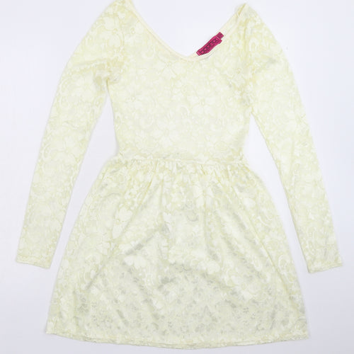 Boohoo Womens White  Lace Fit & Flare  Size 8