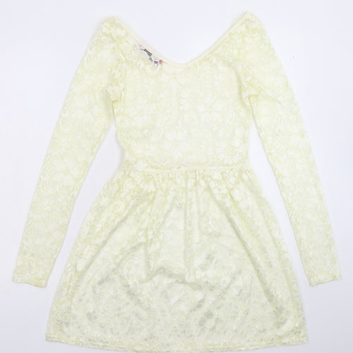 Boohoo Womens White  Lace Fit & Flare  Size 8
