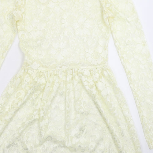 Boohoo Womens White  Lace Fit & Flare  Size 8