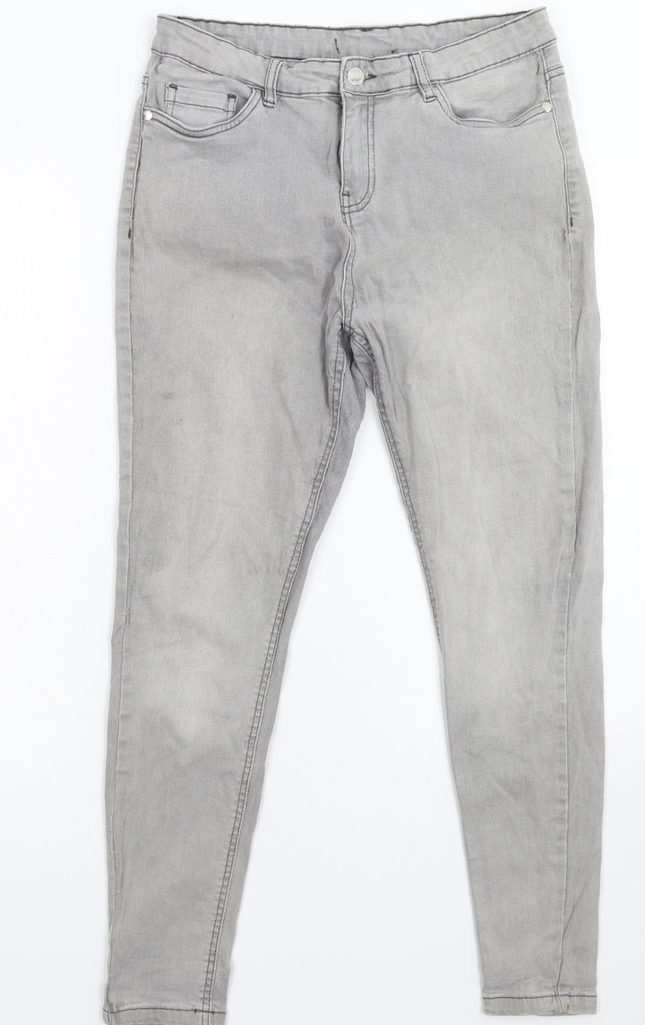 Preworn Womens Grey  Denim Skinny Jeans Size 14 L26 in