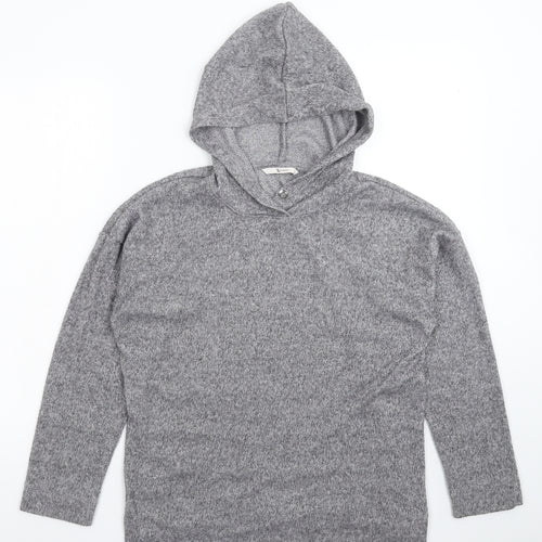 TU Womens Grey  Fleece Pullover Hoodie Size 10