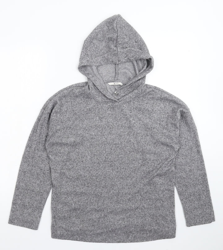 TU Womens Grey  Fleece Pullover Hoodie Size 10