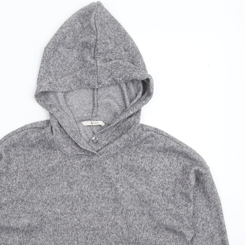 TU Womens Grey  Fleece Pullover Hoodie Size 10