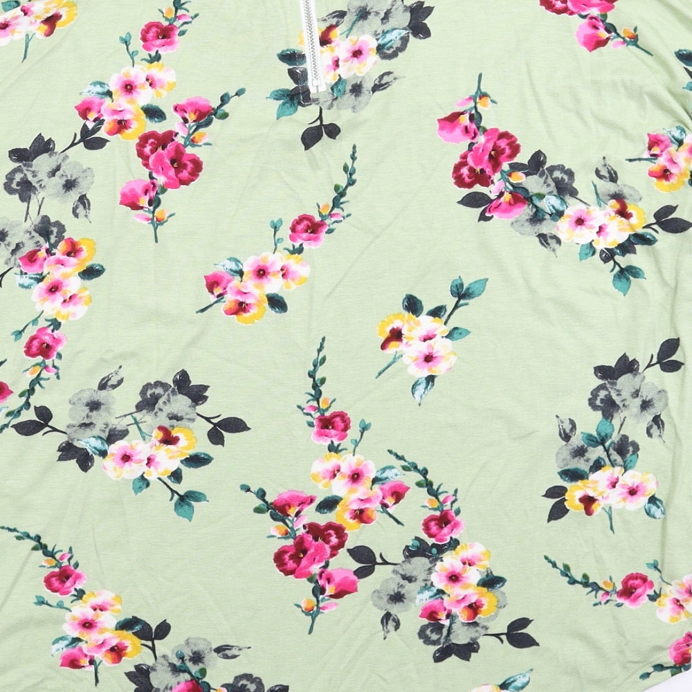 Peacocks Womens Green Floral  Basic T-Shirt Size 10
