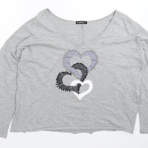 Sheilay Womens Grey   Basic T-Shirt Size L