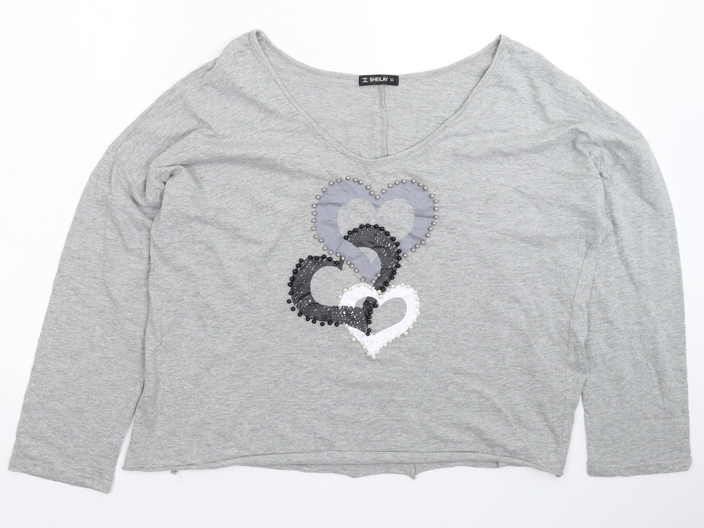 Sheilay Womens Grey   Basic T-Shirt Size L