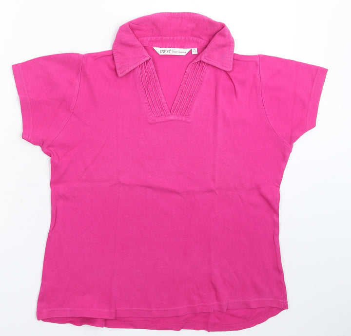 EWM Womens Pink Basic Polo Size 16