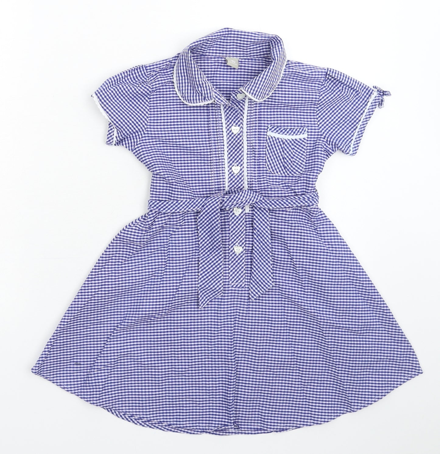 TU Girls Blue Check  Shirt Dress  Size 4 Years  - School