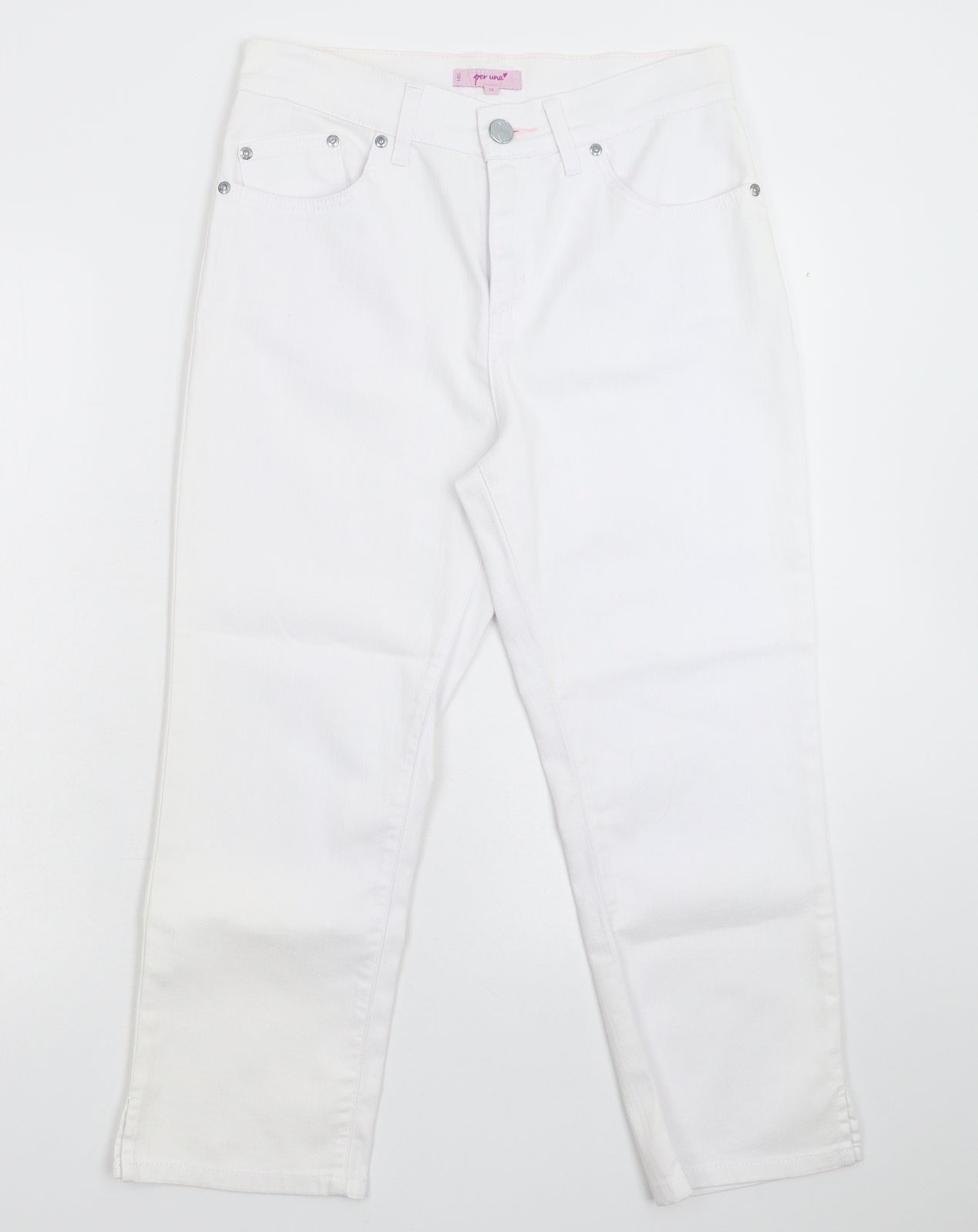 Per Una Womens White  Denim Cropped Jeans Size 10 L23 in