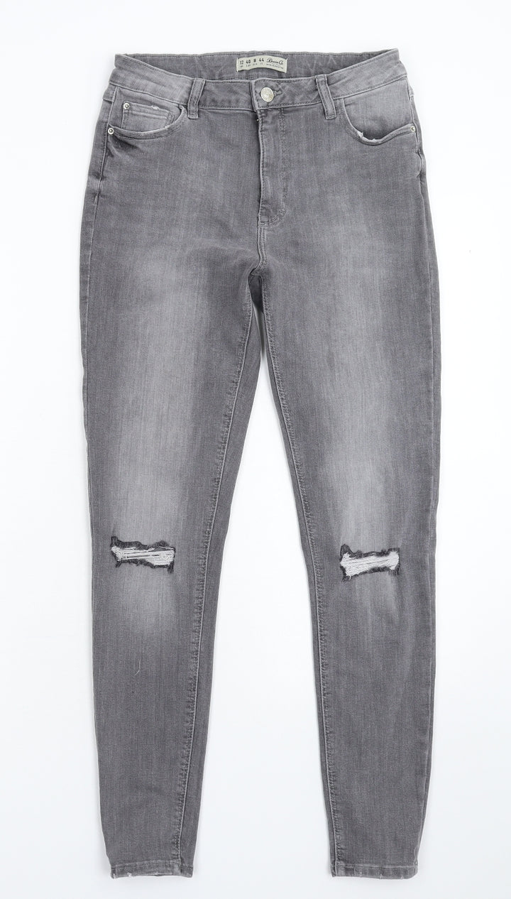 Denim & Co. Womens Grey Denim Skinny Jeans Size 10 L27 in