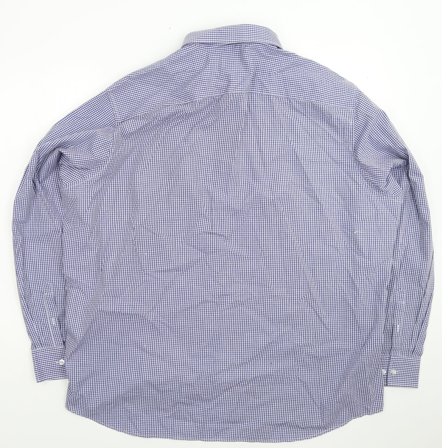 F&F Mens Blue Check   Dress Shirt Size 18.5