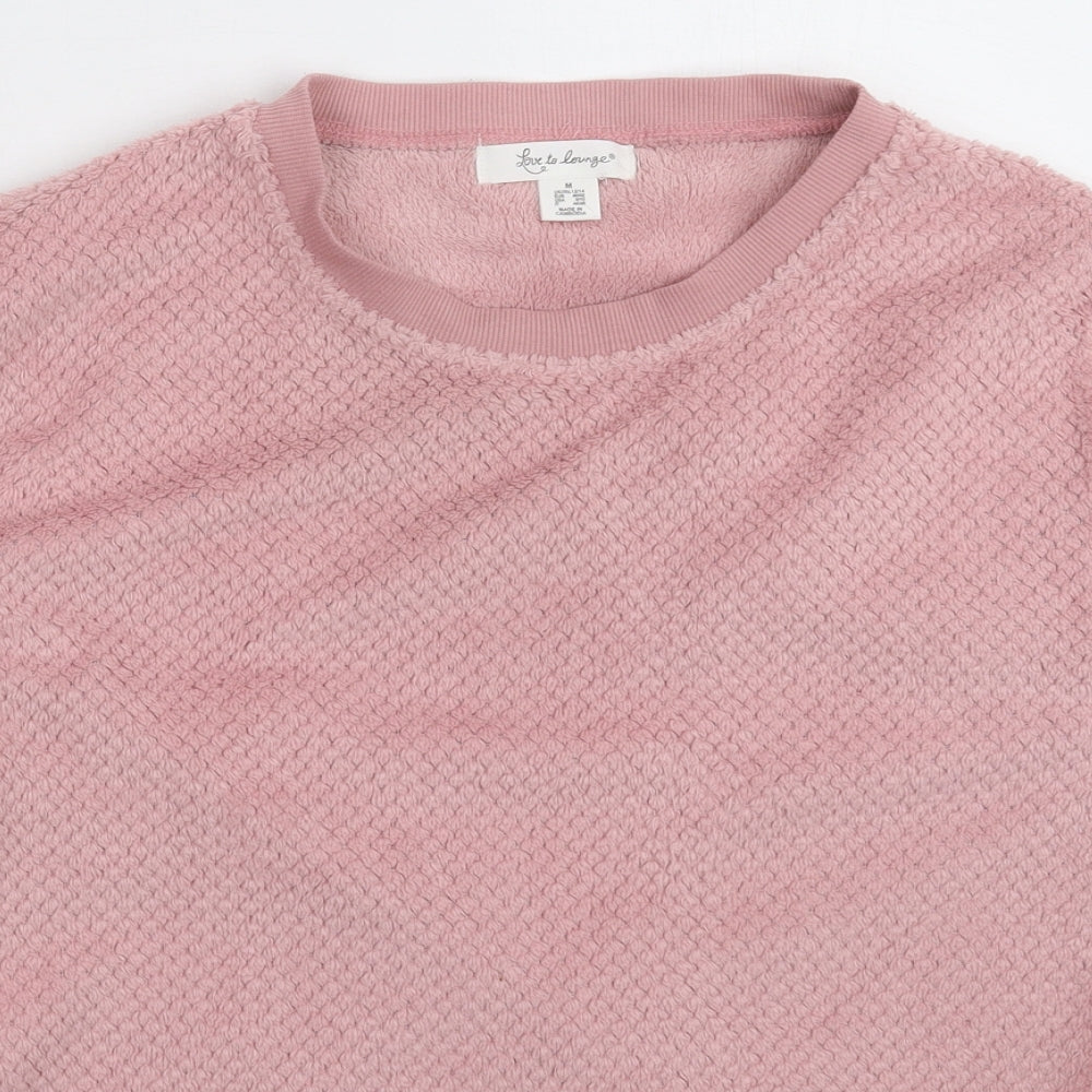 Primark Womens Pink Solid Fleece Top Pyjama Top Size 14