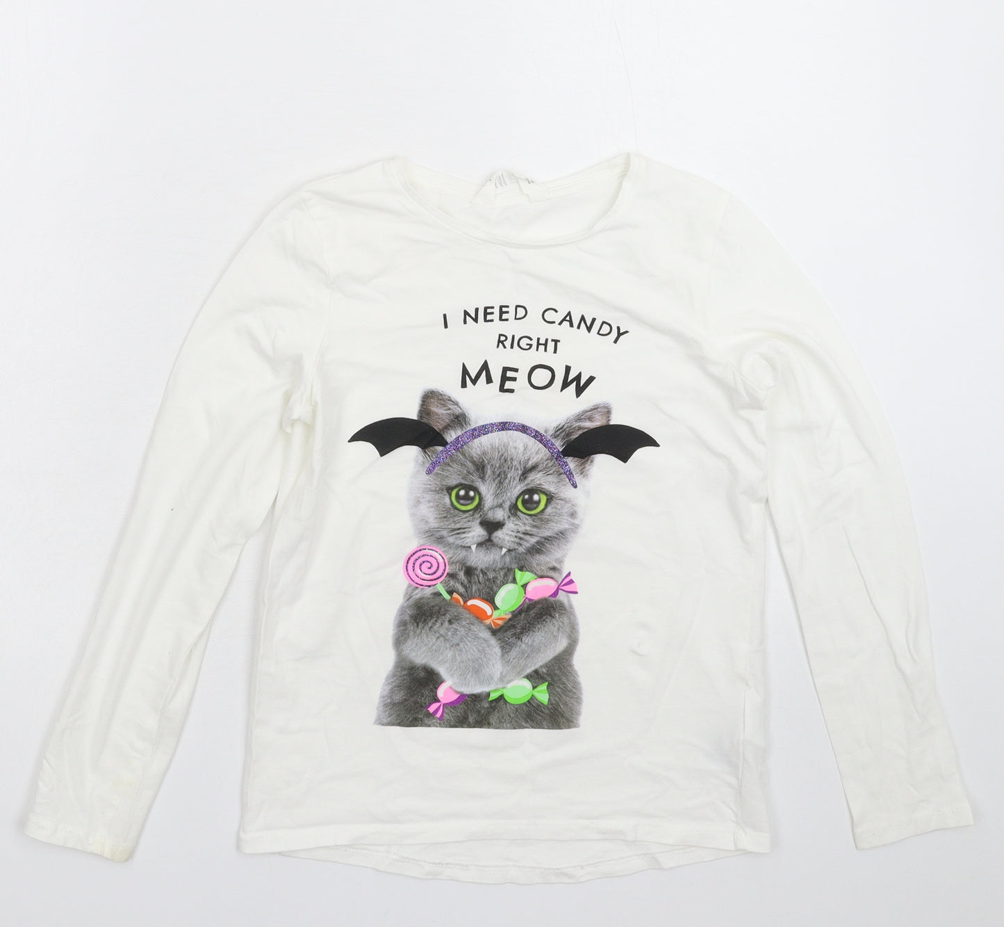 H&M Girls White   Basic T-Shirt Size 9-10 Years