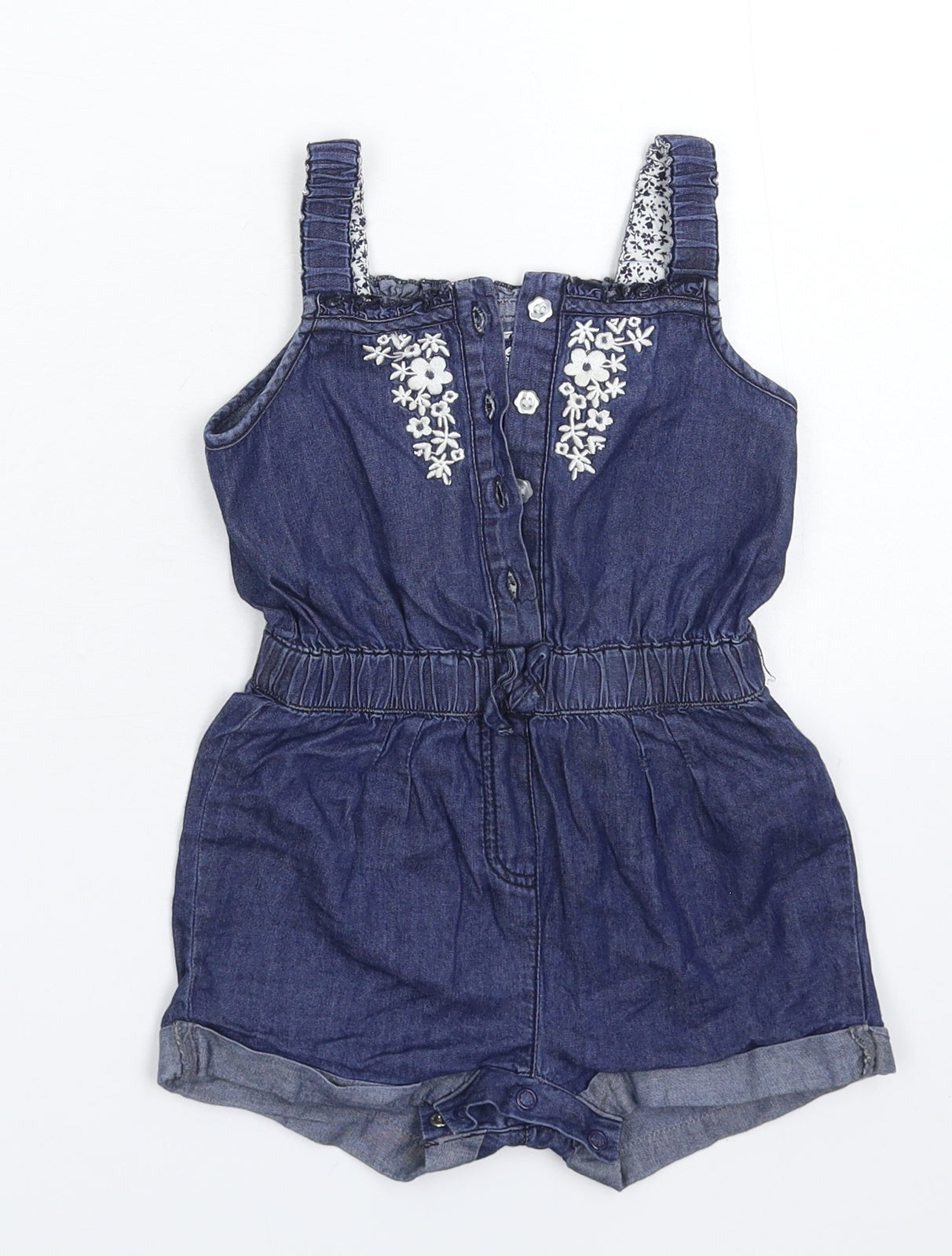 Young Dimension Girls Blue  Denim Dungaree One-Piece Size 12-18 Months