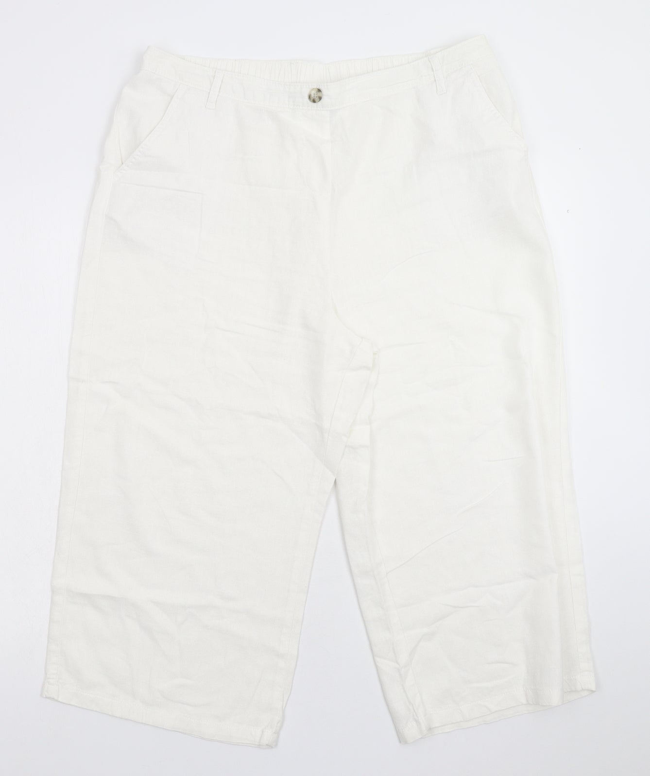 Bonmarché Womens White   Cropped Trousers Size 16 L20 in