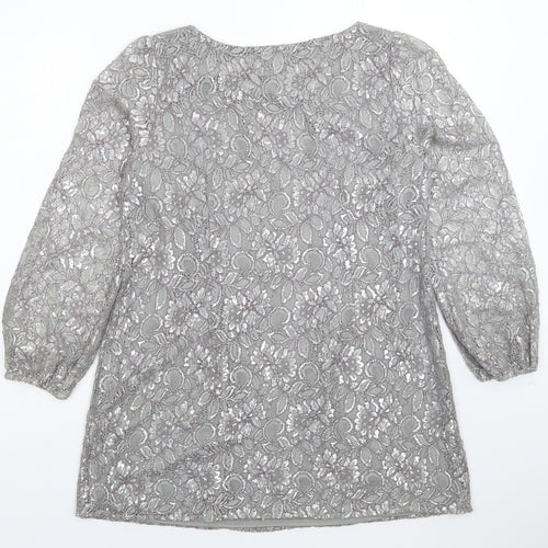 M&Co Womens Silver Floral  Basic Blouse Size 14