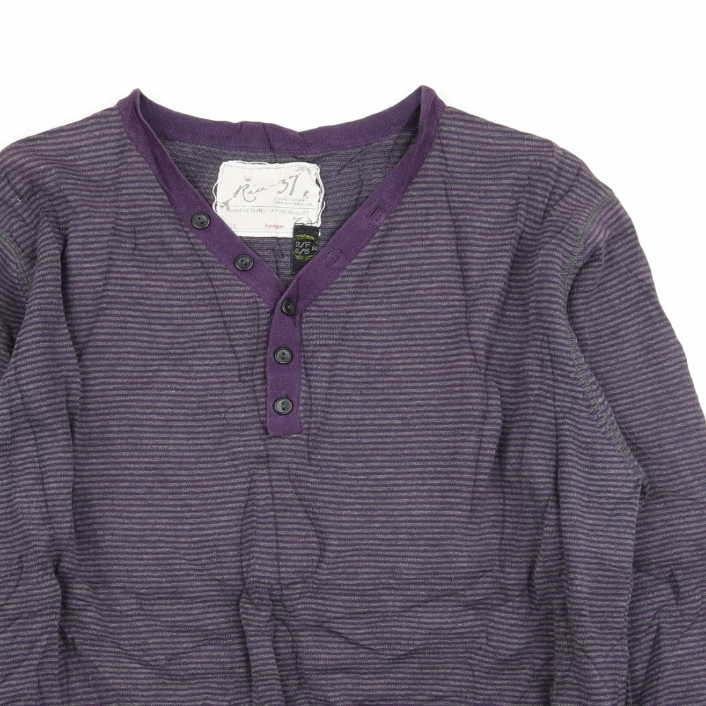 rice-37 Mens Multicoloured Striped  Pullover Jumper Size L